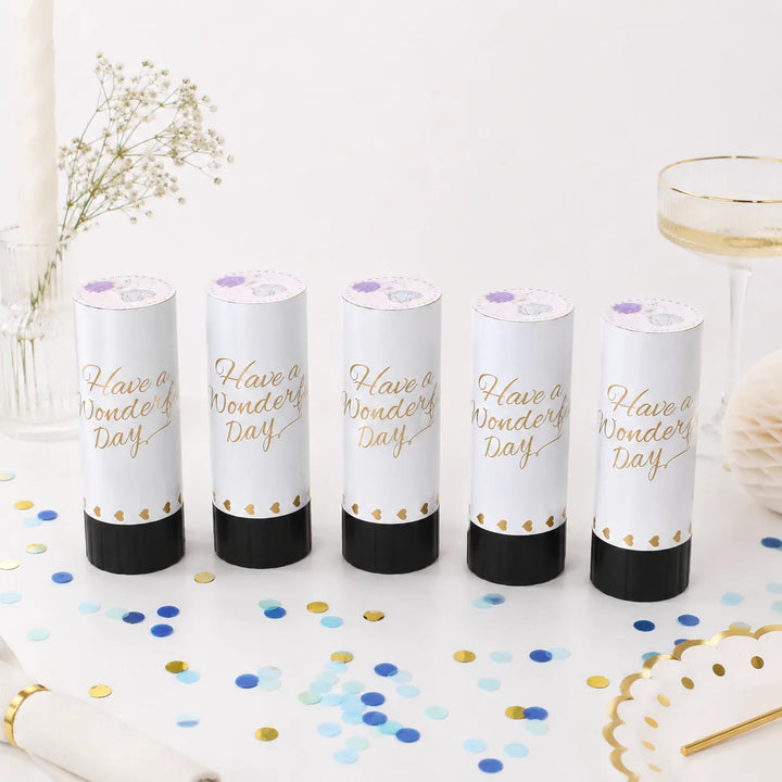 Lot de Lanceurs à Confettis Bleus et Dorés