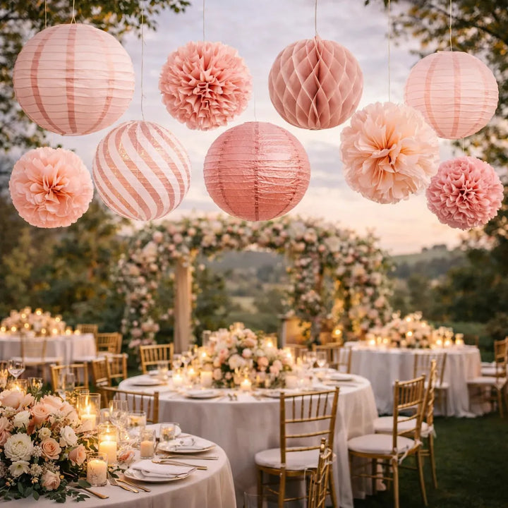 Lot de Lanternes Décoratives Aux Nuances Rose