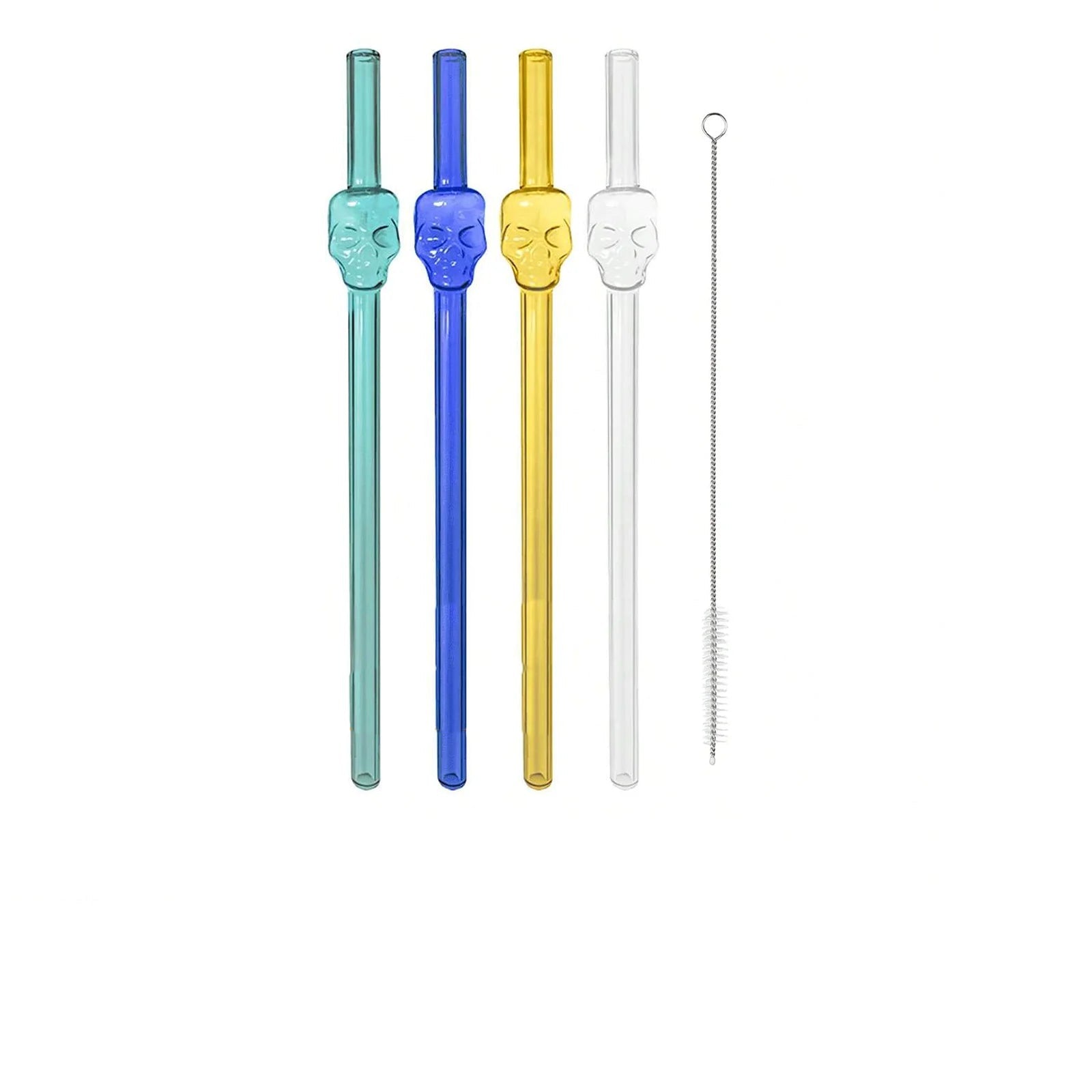 Lot de Pailles en Verre Crâne Halloween Unique