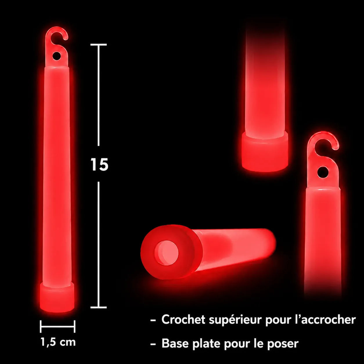 Lot de Petit Bâtons Festifs Fluorescent Rouges original