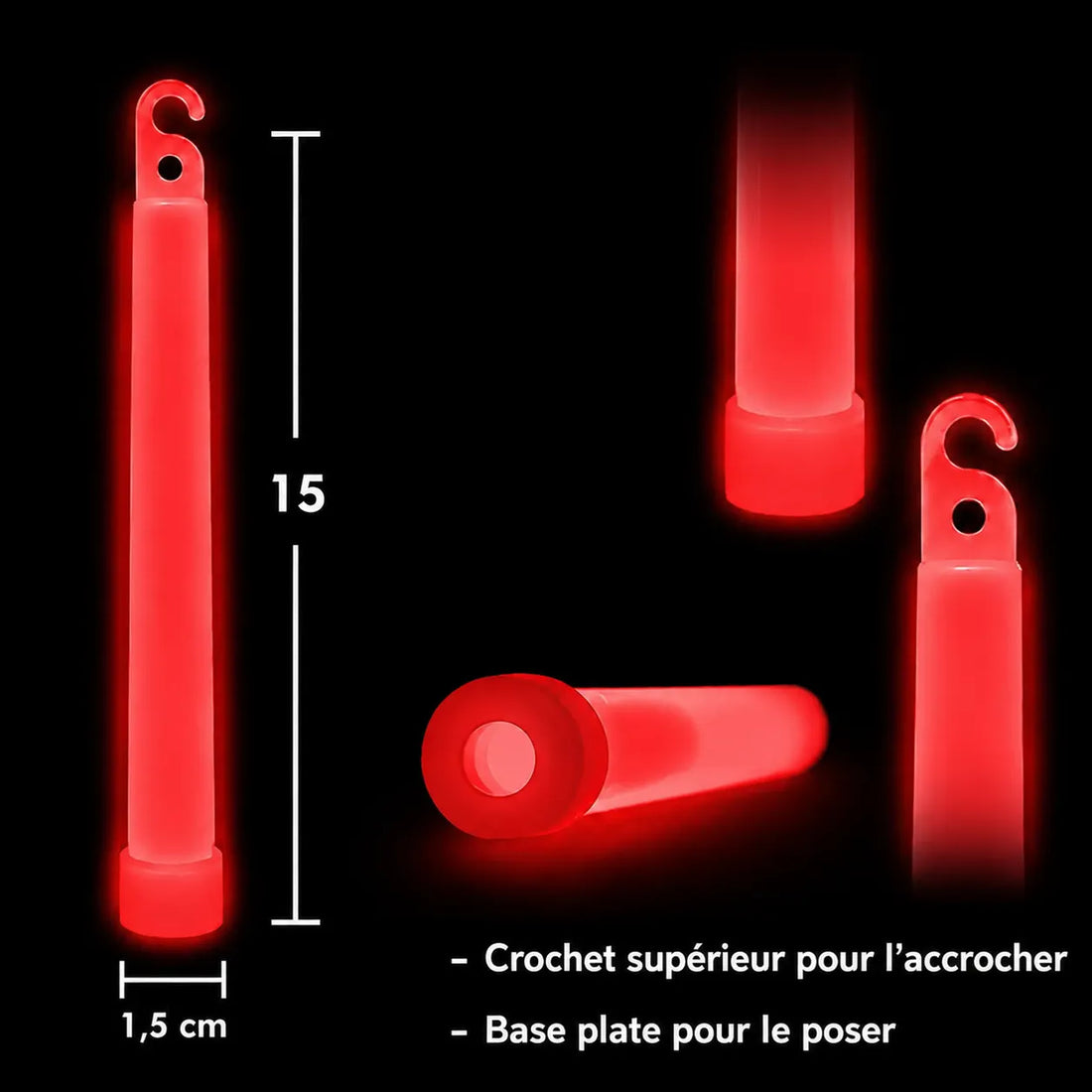 Lot de Petit Bâtons Festifs Fluorescent Rouges original