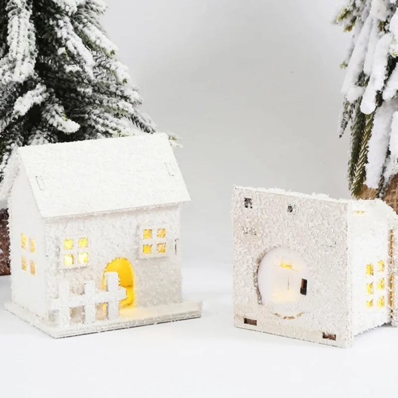 Lot de Petites Maisons Blanches Enneigées LED Légères