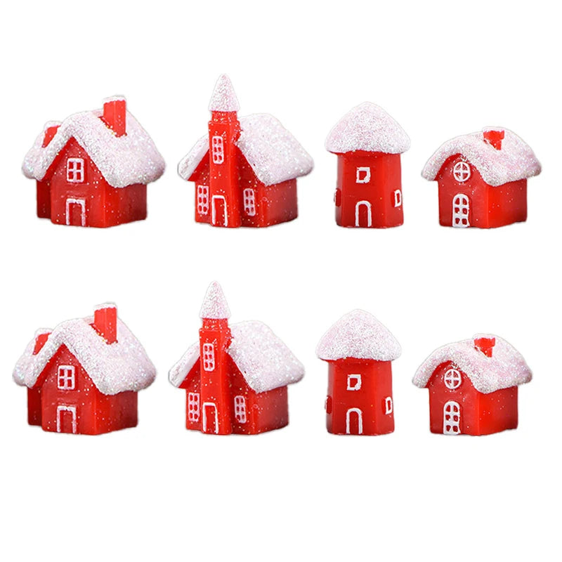Lot de Petites Maisons Rouge de Noël élégantes 
