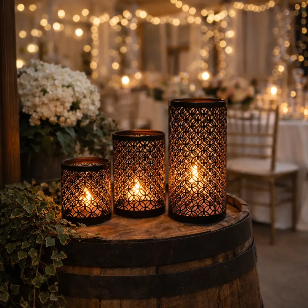 Lot de Photophores Ajourés Mariage