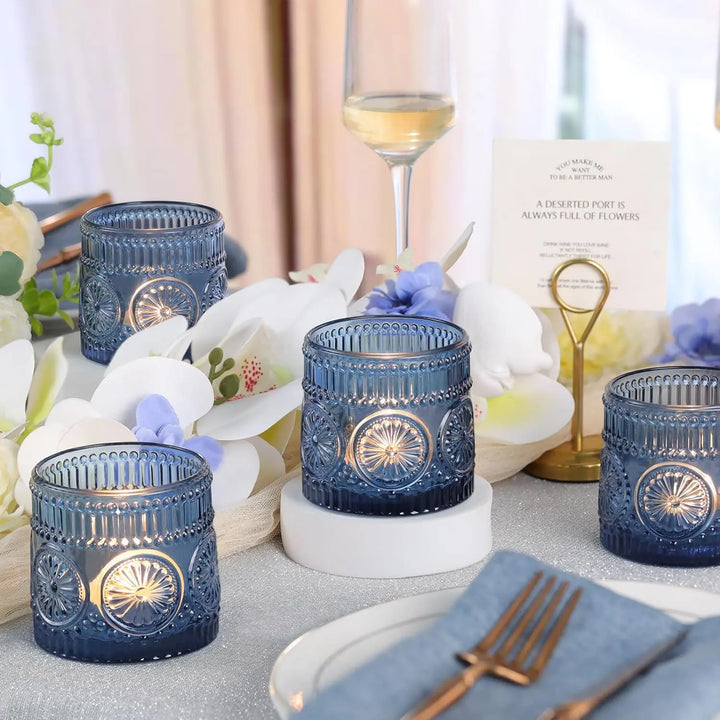 Lot de Photophores Déco Mariage Bleus