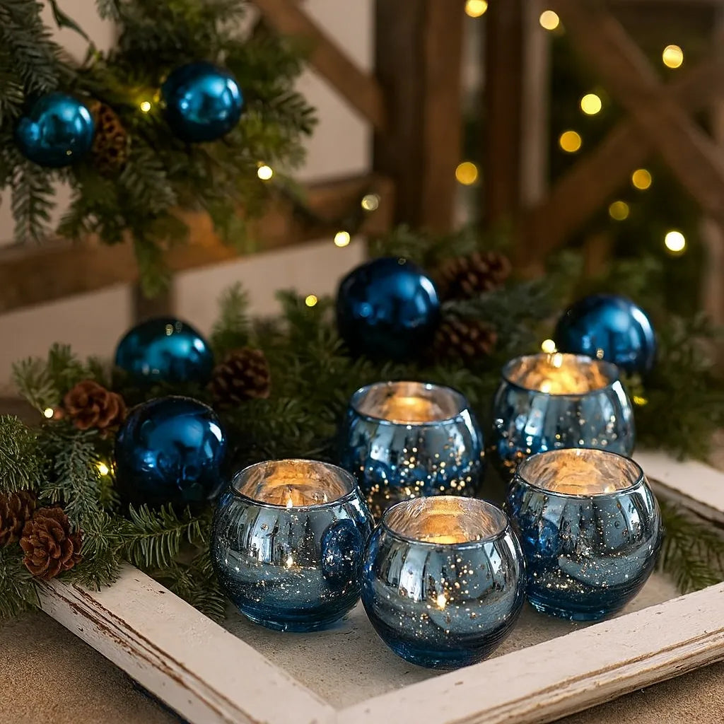 Lot de Photophores Elégants Bleus chic