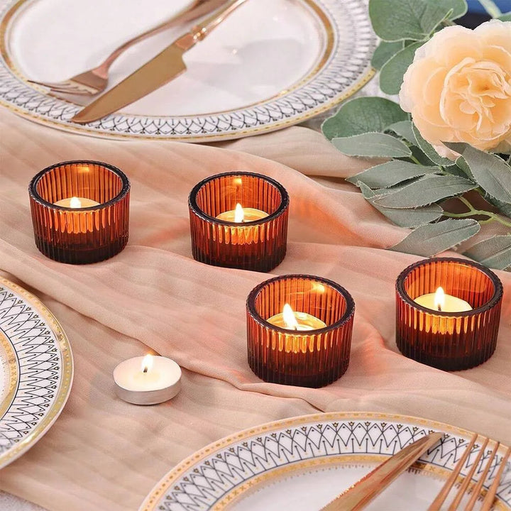 Lot de Photophores en Verre Ambrés