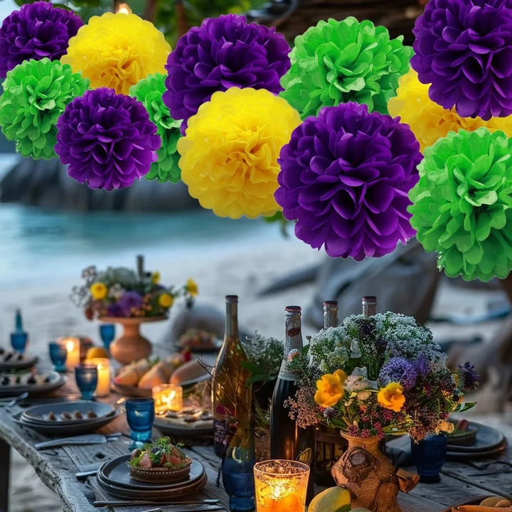 Lot de Pompons en Papier Festifs