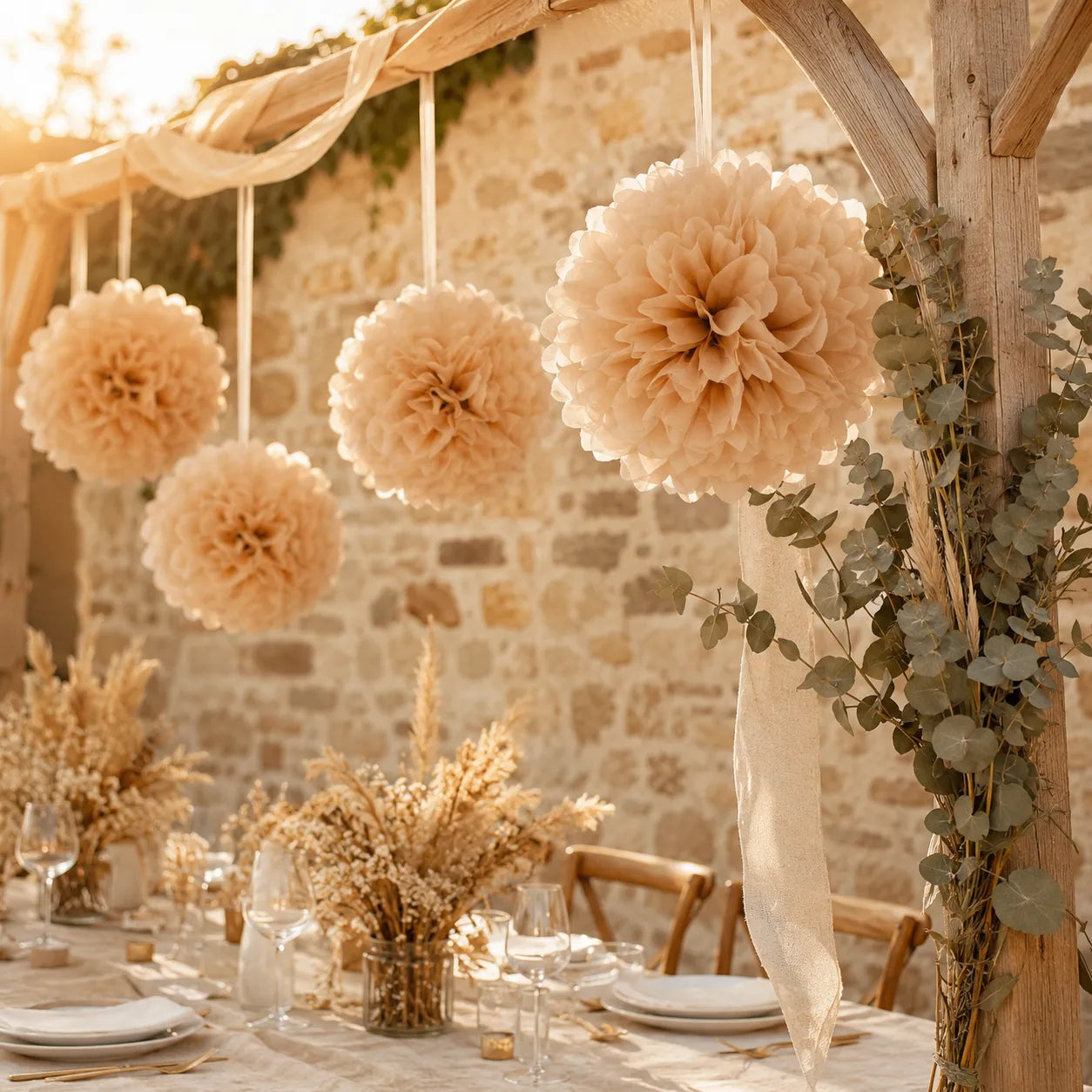 Lot de Pompons en Papier de Soie Raffiné 