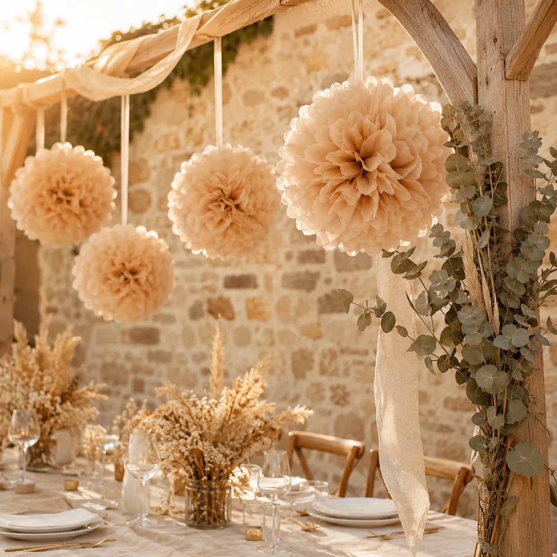 Lot de Pompons en Papier de Soie Raffiné 