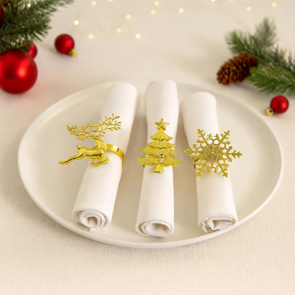 Lot de Ronds de Serviette Noël Dorés