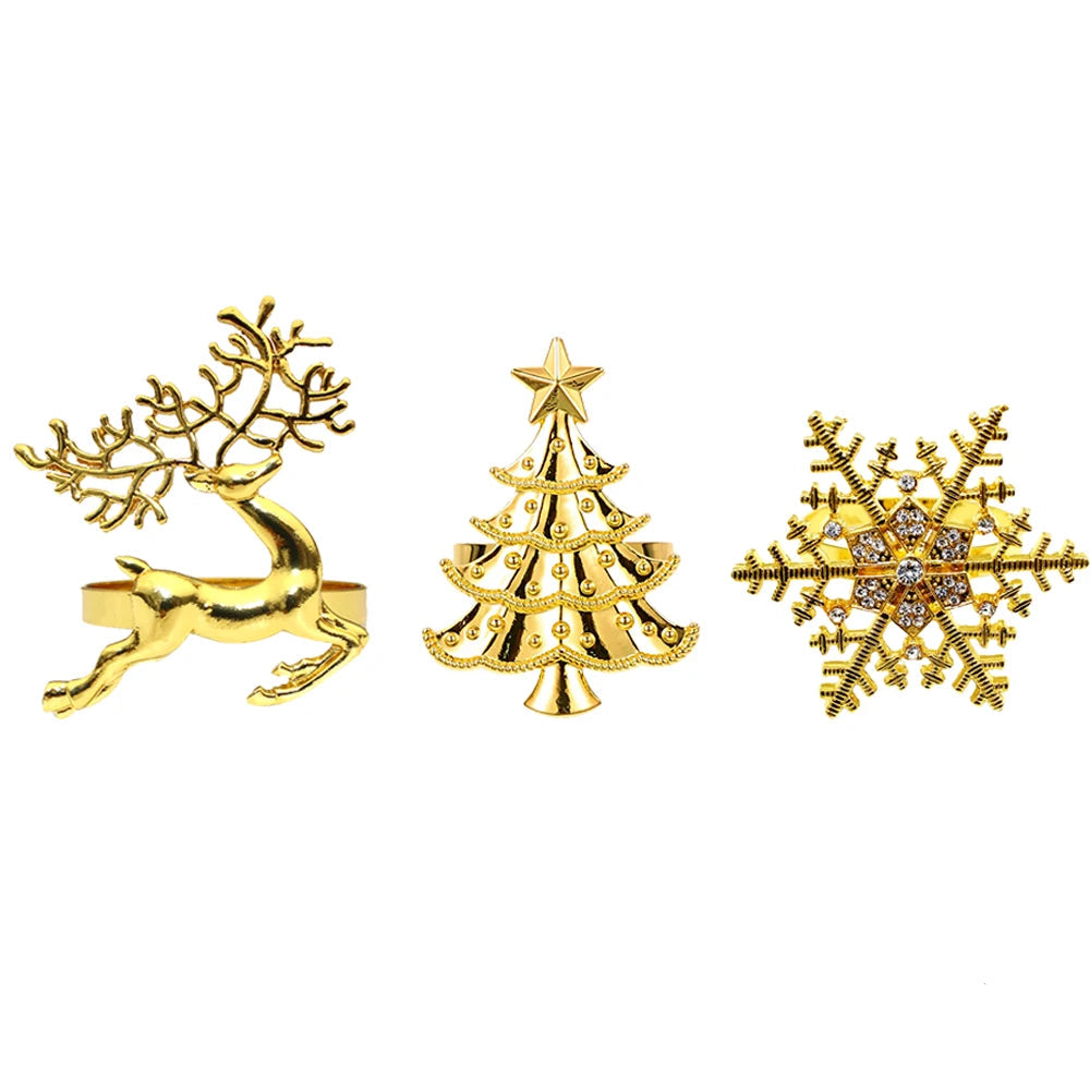 Lot de Ronds de Serviette Noël Dorés