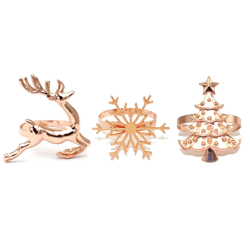 Lot de Ronds de Serviette Noël Rose Gold Design