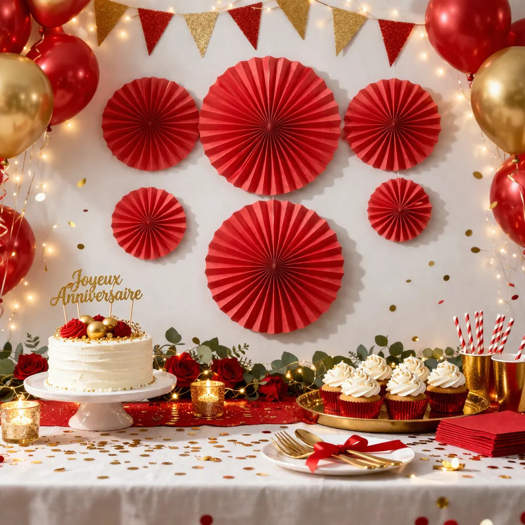 Lot de Rosaces Rouges Décoratifs Romantique