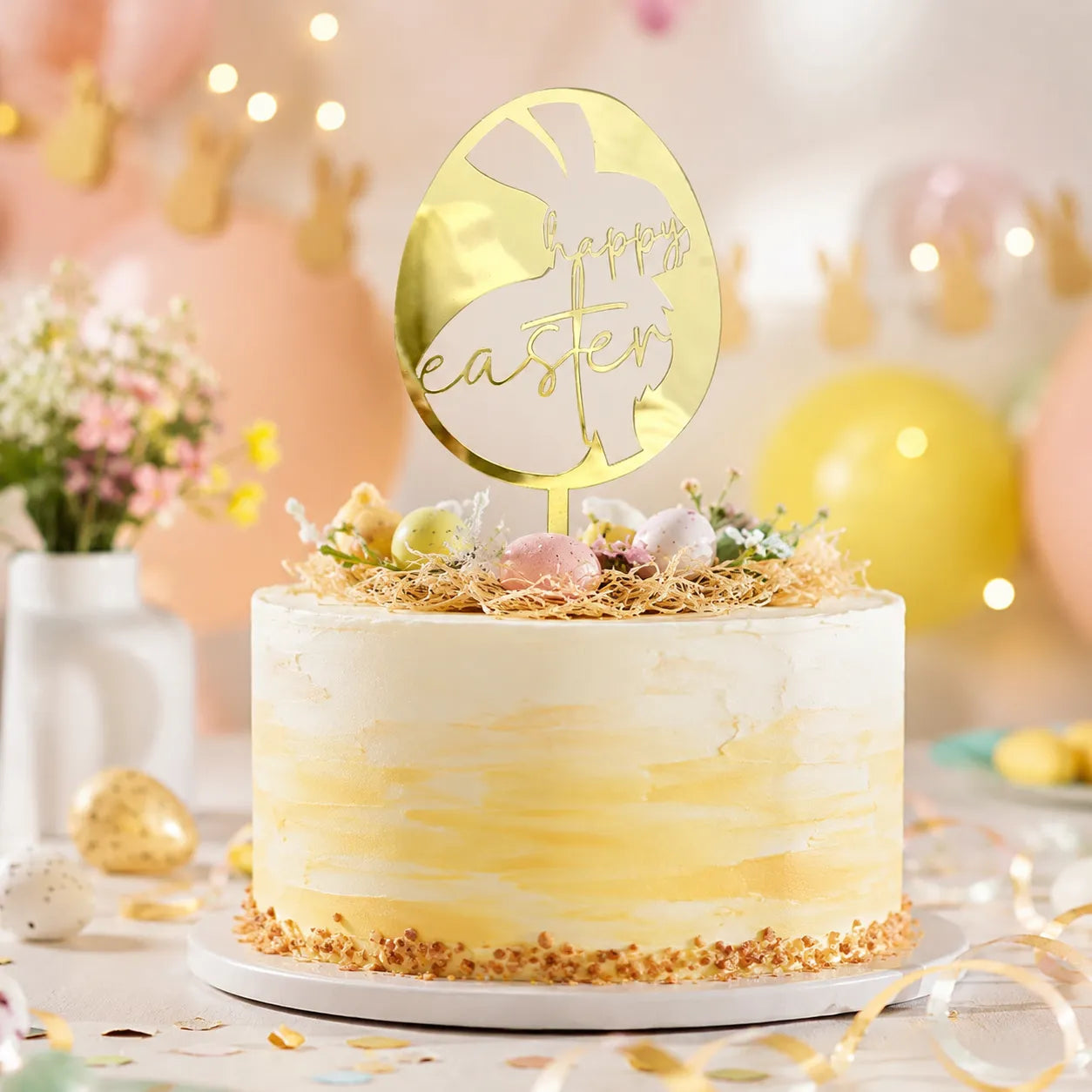 Lot de Toppers de Pâques Dorés Chic