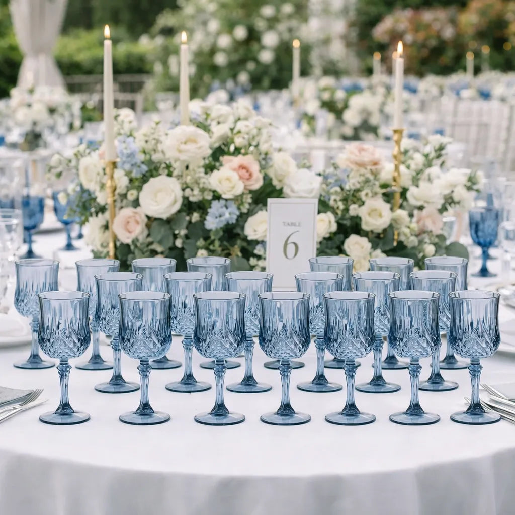 Lot de Verres à Vin Incassable Bleu Mariage