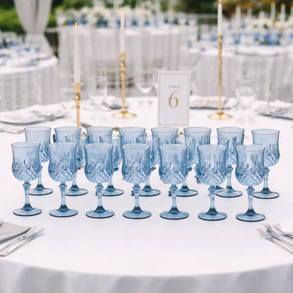 Lot de Verres à Vin Incassable Bleu Mariage Classe