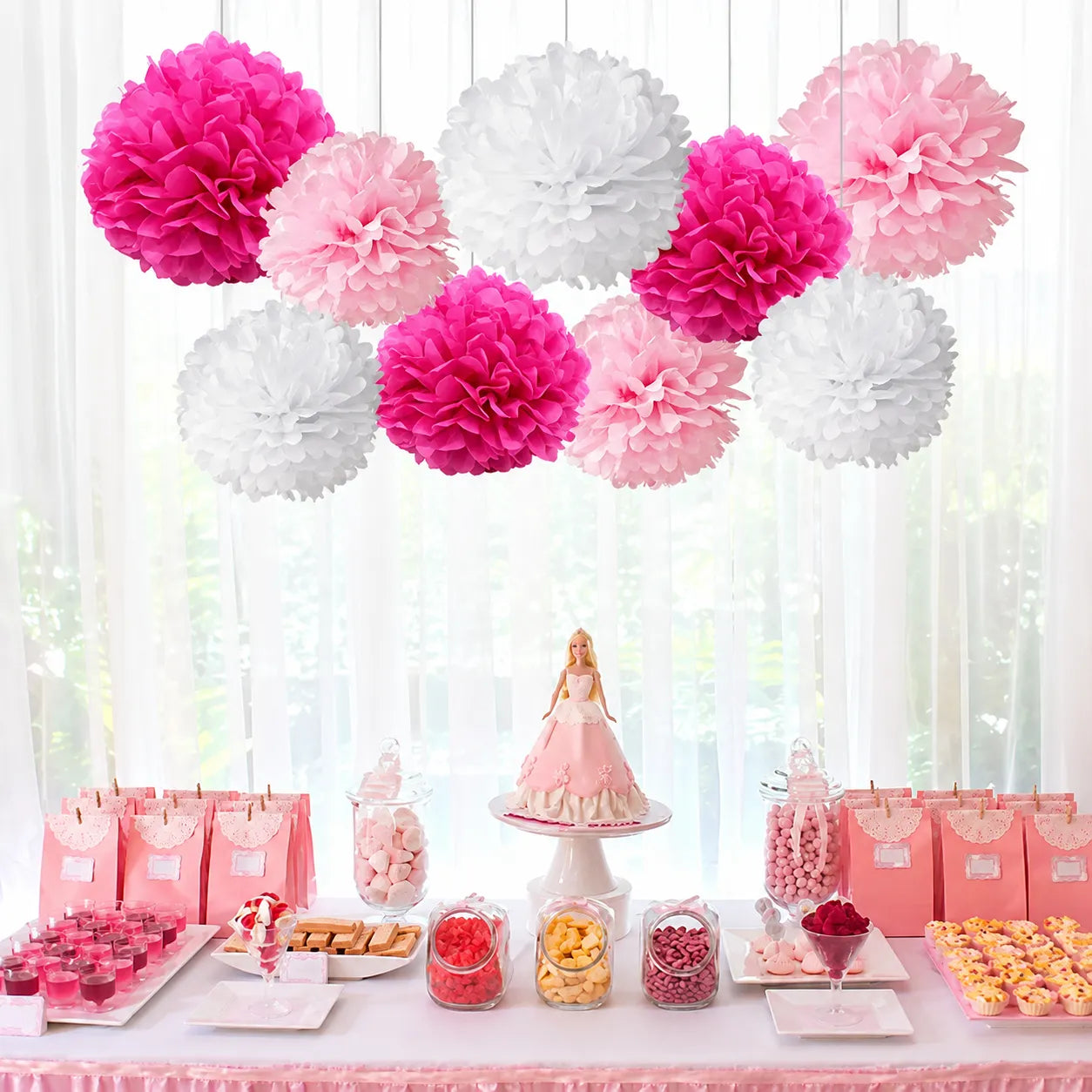Lot de pompons en Papier de Soie Festive