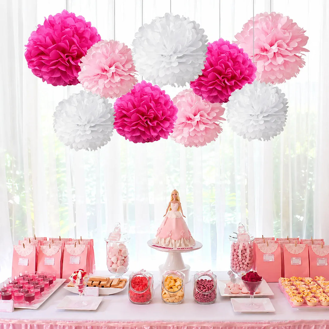 Lot de pompons en Papier de Soie Festive