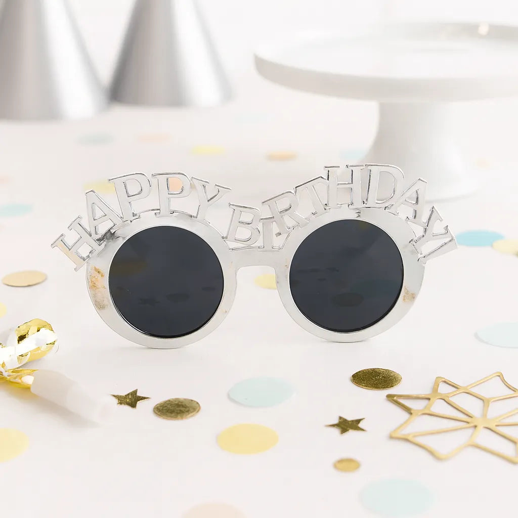 Lunettes Photo Happy Birthday Argentées