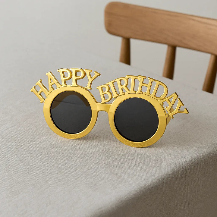 Lunettes Photo Happy Birthday Dorées