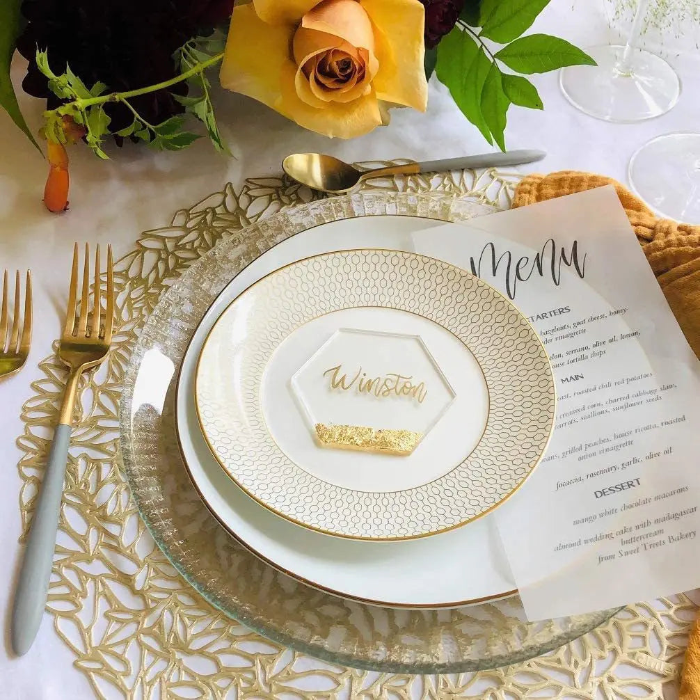 Marque Place Mariage Hexagonal en Acrylique