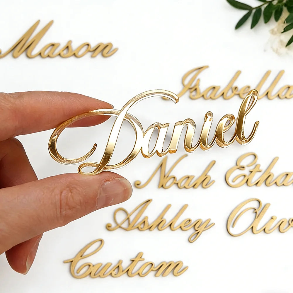 Marque Place Mariage Raffiné en Acrylique Doré