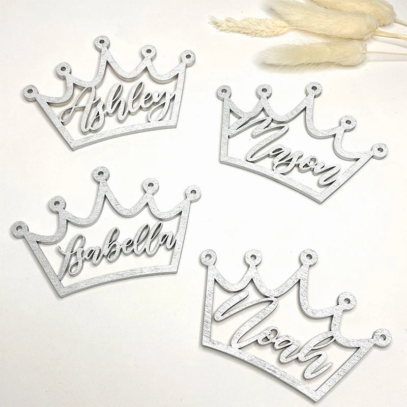 Marque Place Personnalisé en Bois Argenté Pailleté Unique