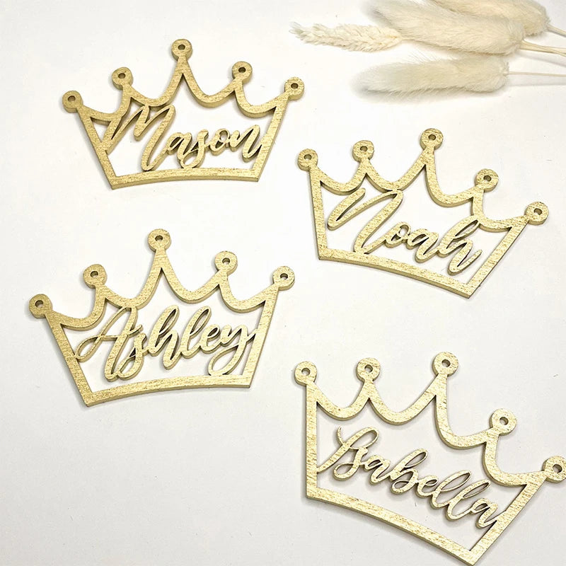 Marque Place Personnalisé en Bois Doré Pailleté Unique