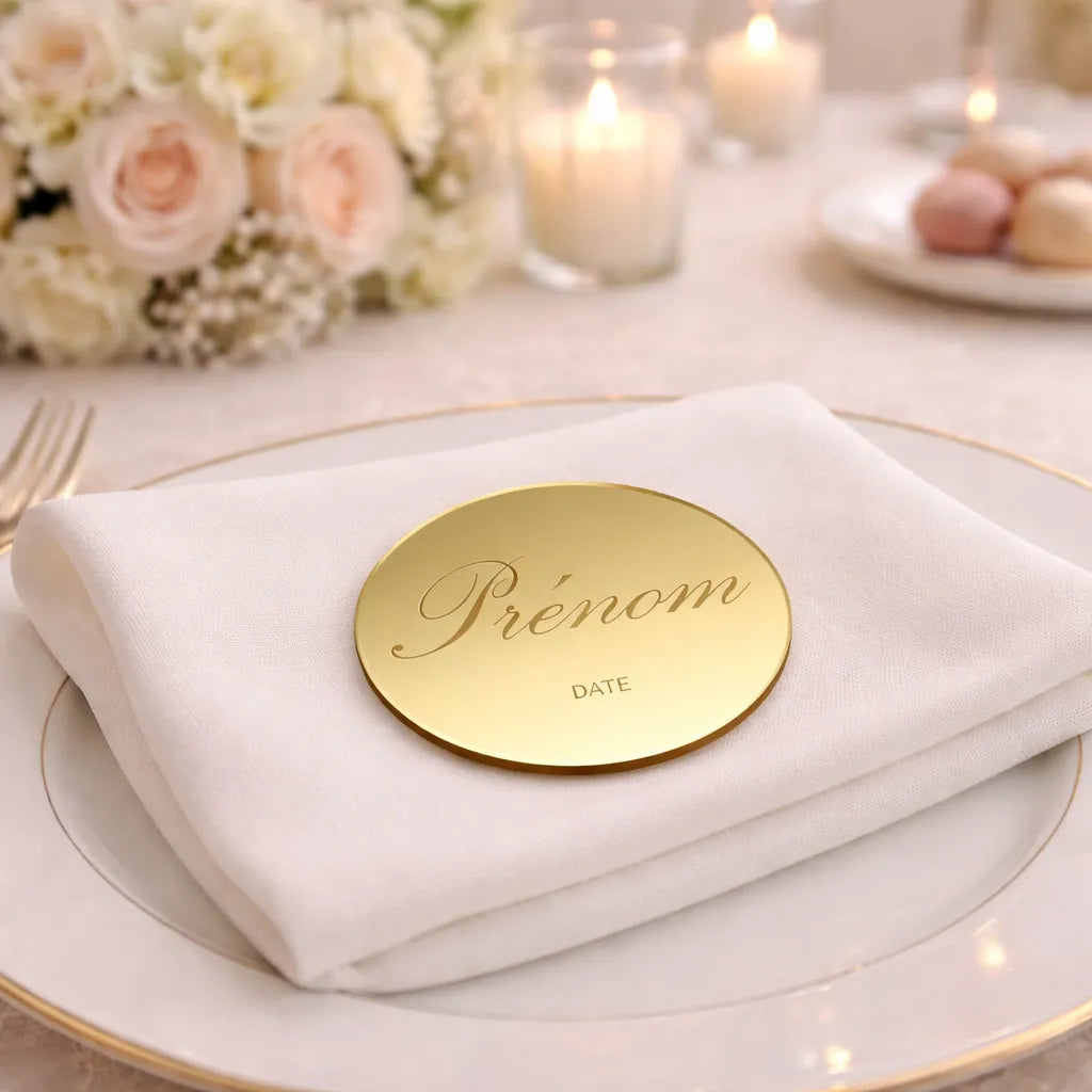 Marque Place Rond Personnalisé Miroir Doré