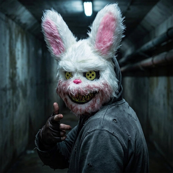 Masque Halloween Lapin en Peluche effrayant