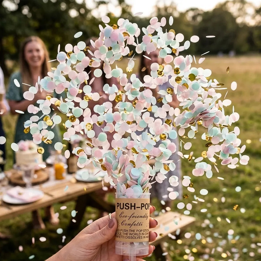 Mini Canon de Confettis Pastel et Dorés léger