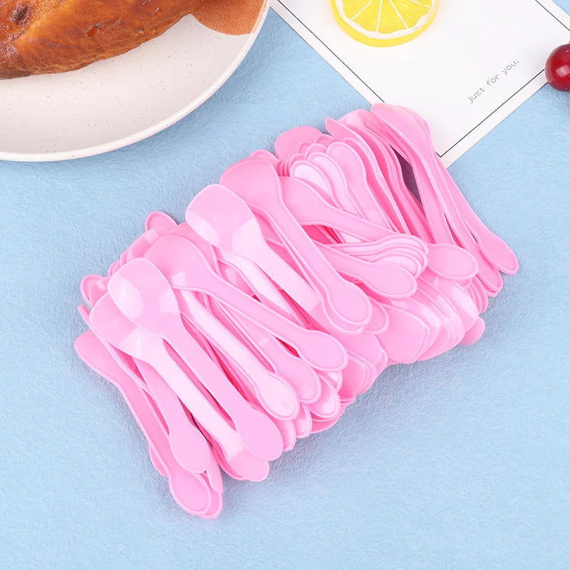 Mini Cuillère à Glace Jetable Rose