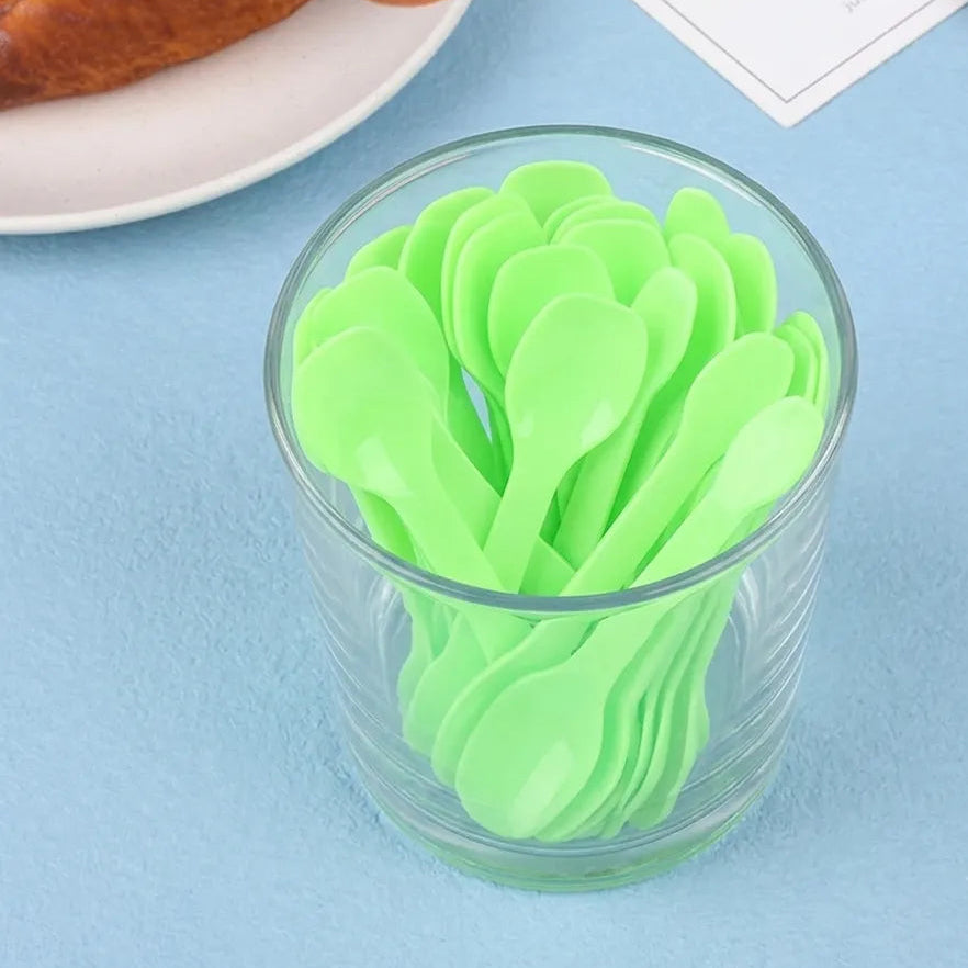 Mini Cuillère à Glace Jetable Verte Pratique