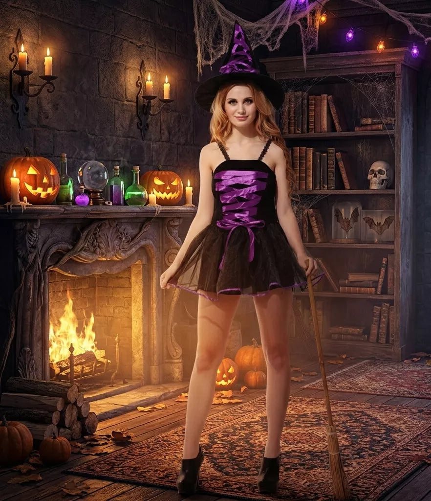 Mini Robe de Sorcière avec Chapeau Unique