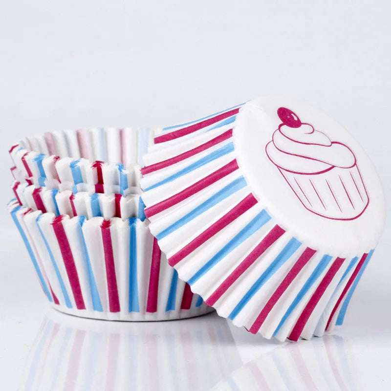 Moule Cupcake en Papier Bleu Blanc Rouge en Carton