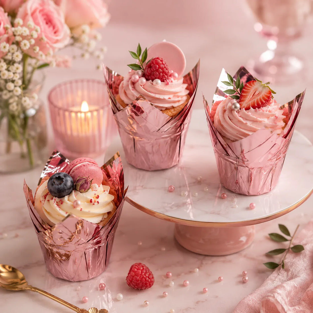 Moule à Muffin Papier Rose Gold chic