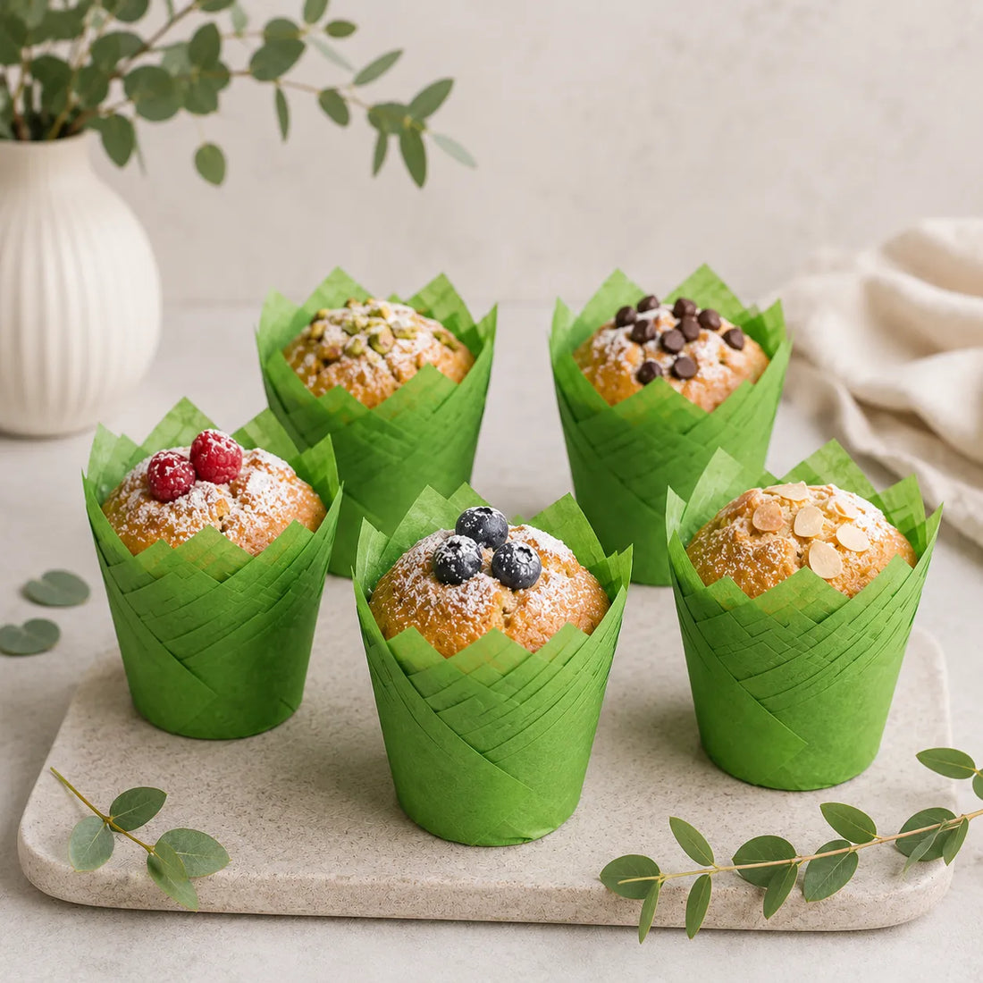 Moule à Muffin en Papier Vert 