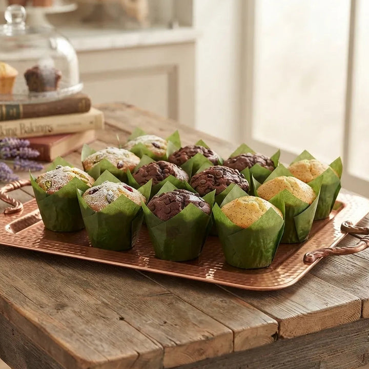 Moule à Muffin en Papier Vert Minimaliste