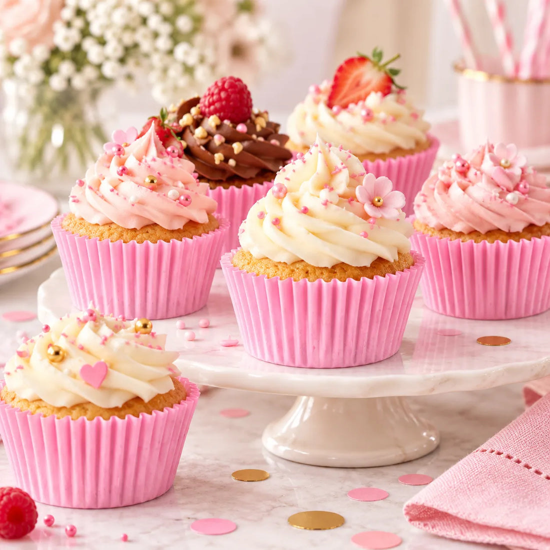 Moule en Papier Rose à Cupcake festif