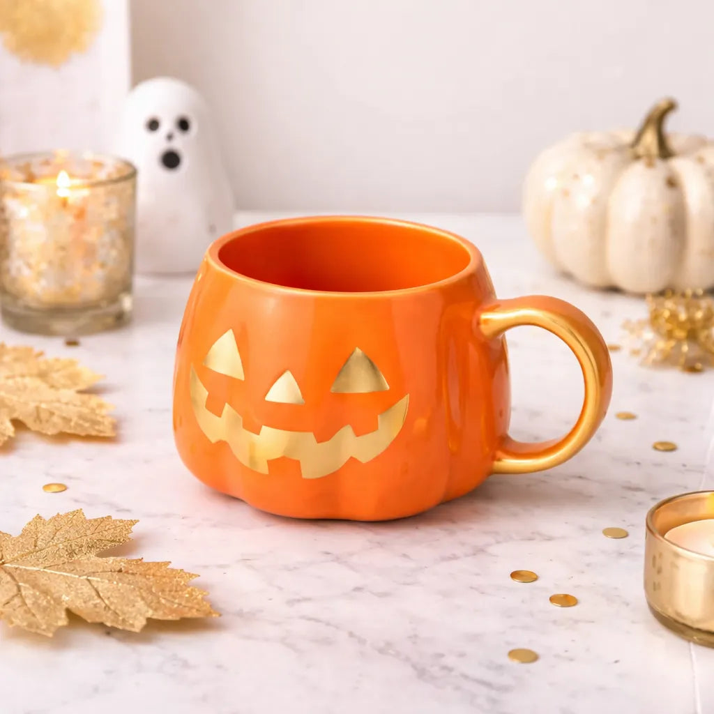 Mug Citrouille Orange et Doré