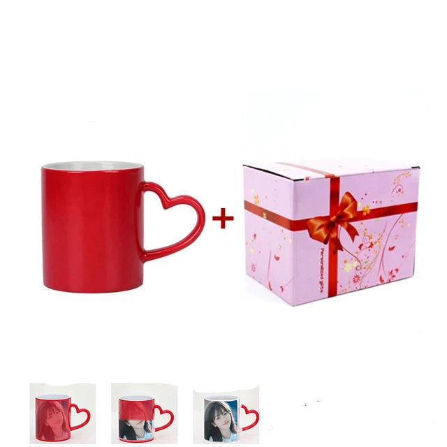 Mug Magique Cœur Saint-Valentin Personnalisable Design Rouge