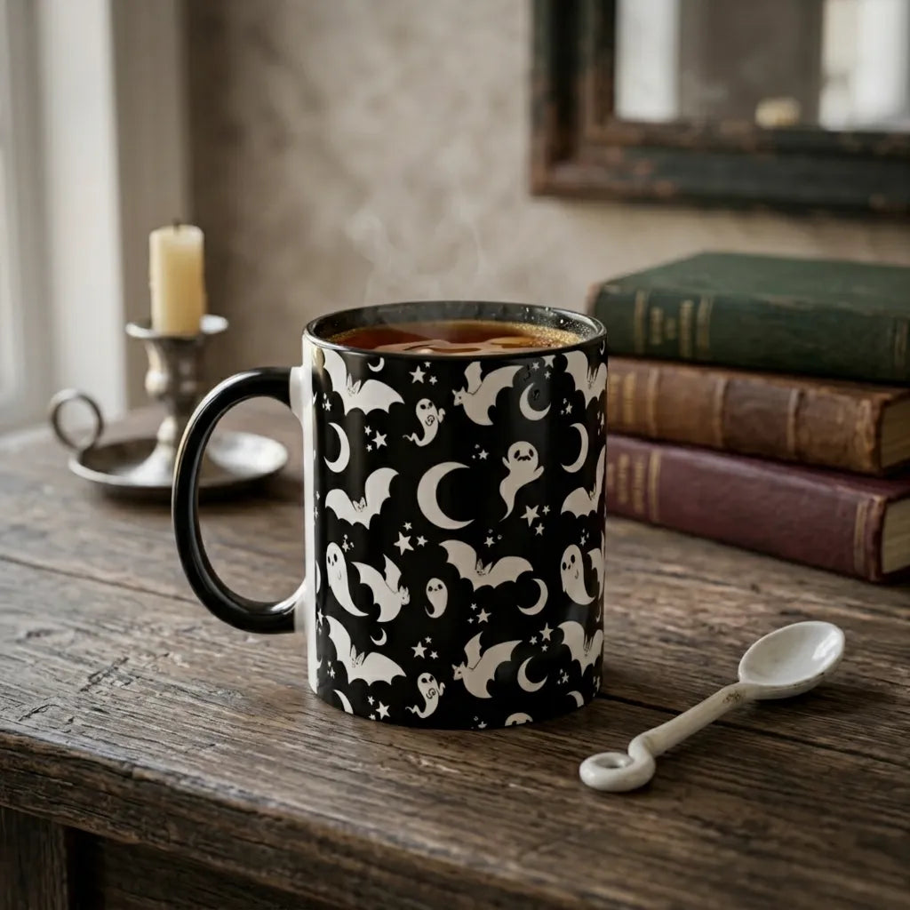 Mug Noir Fantôme Halloween Stylé