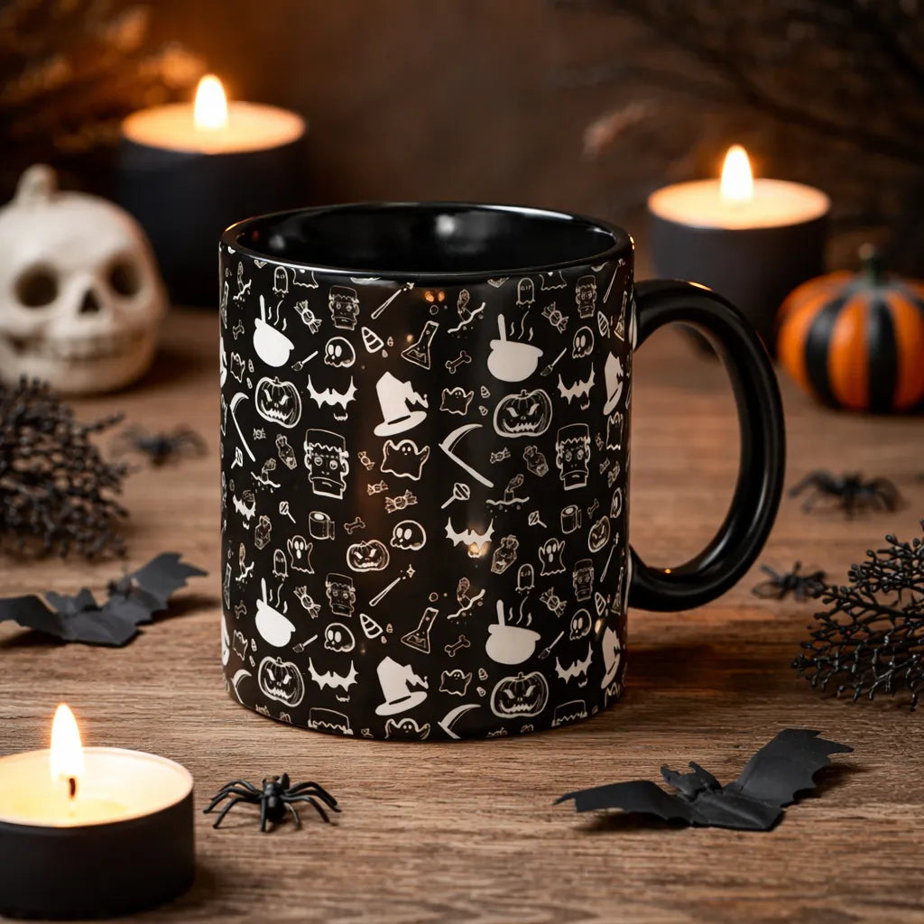 Mug Noir à Motifs Halloween
