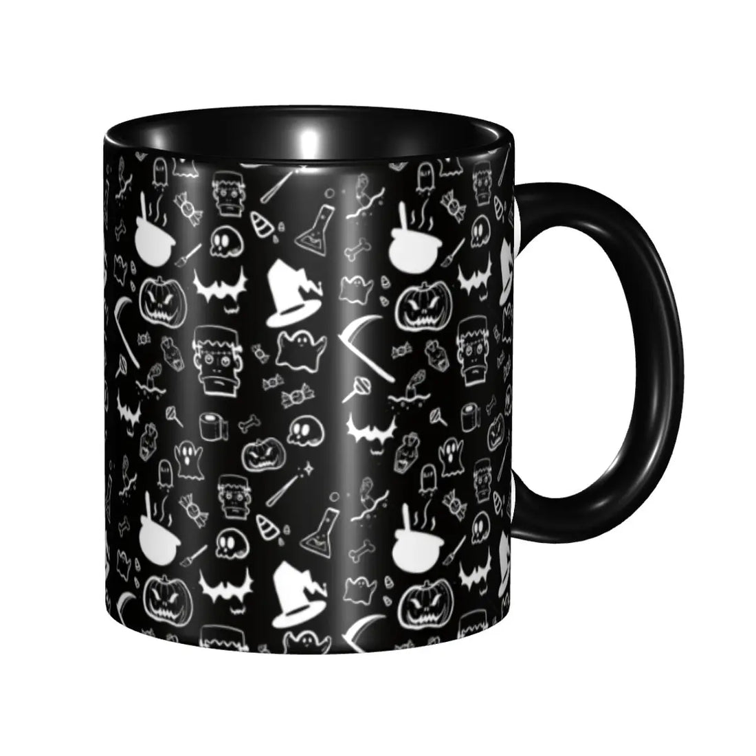 Mug Noir à Motifs Halloween Minimaliste