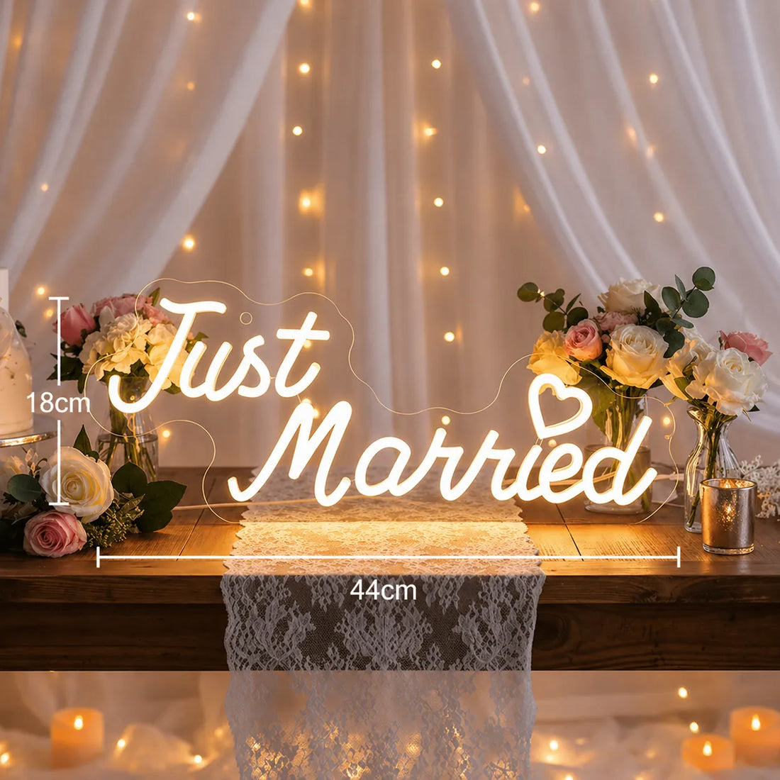 Néon Just Married Décoratif Détails