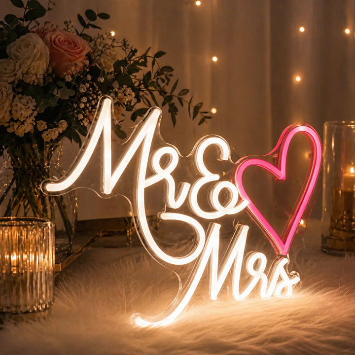 Néon Mr & Mrs Cœur