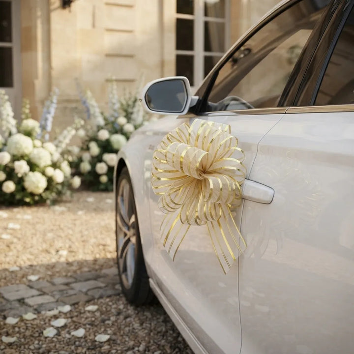 Nœud Déco Voiture Doré Scintillant Design
