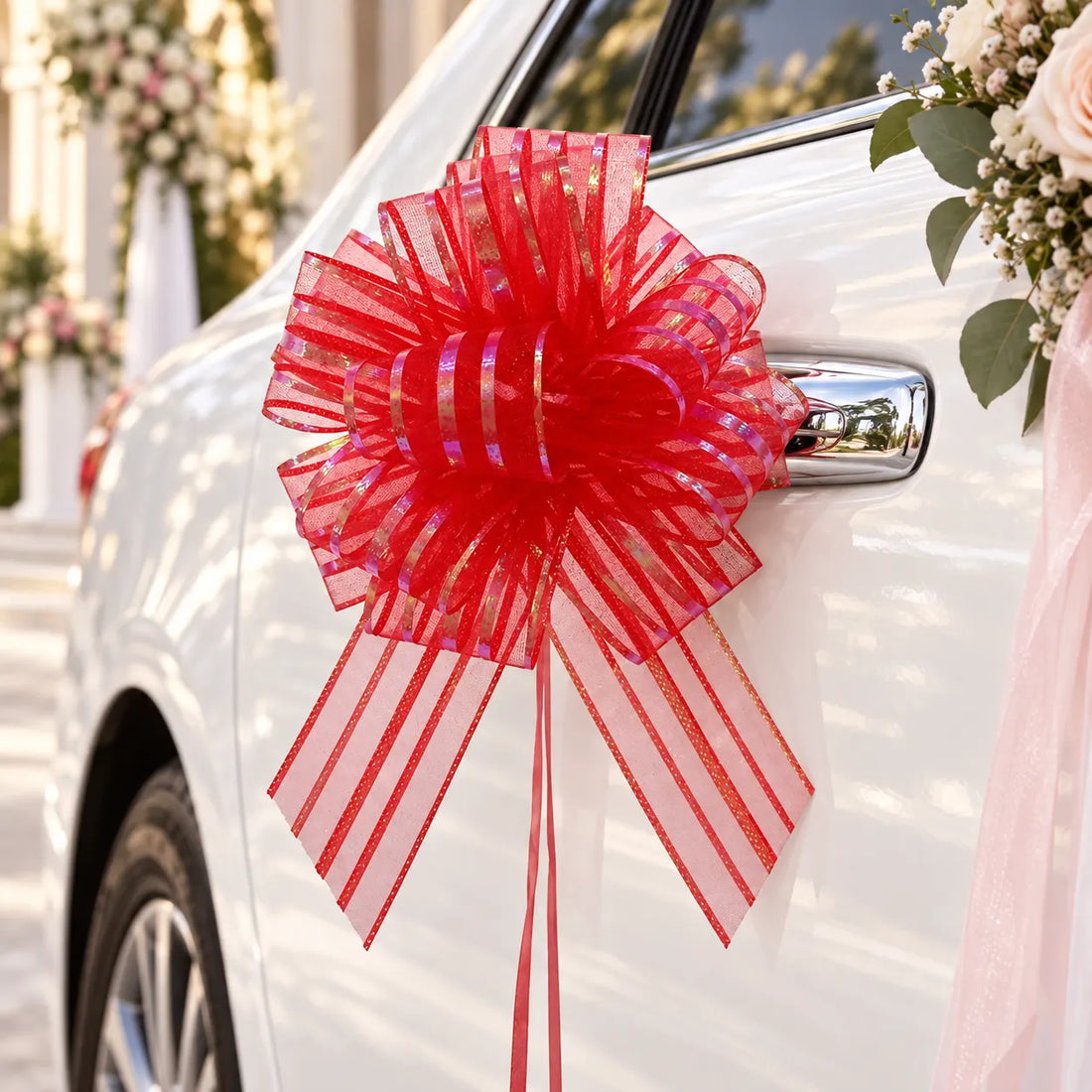 Nœud Déco Voiture Rouge Brillant classe