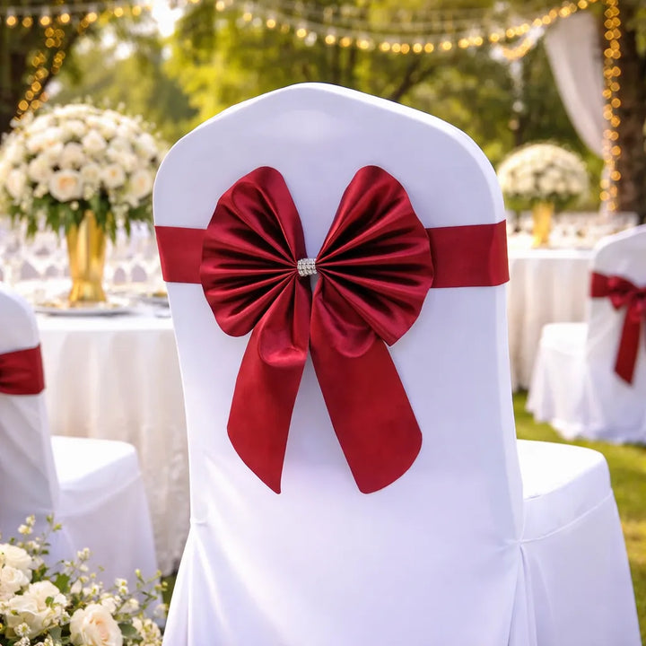 Nœud Décoration de Chaise Mariage Bordeaux